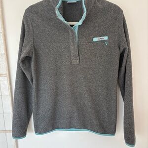 Columbia Charcoal Zip Up Sweater with Teal Trim